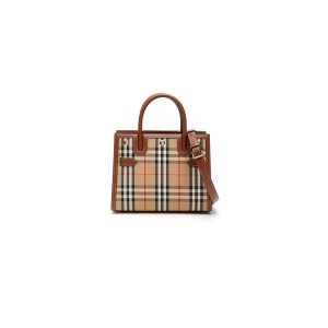 B**rry vintage check and leather note crossbody bag